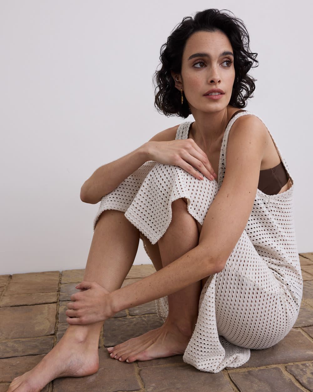 Sleeveless U-Neck Crochet Midi Dress